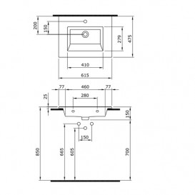 Тумба с раковиной Devit UP 59х46 см МДФ/ДСП белый 0W20120W
