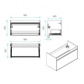 Тумба с раковиной Devit UP 99х46 см МДФ/ДСП светлый дуб 0022120L
