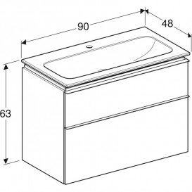 Тумба с раковиной Geberit iCon Set 90x63x48 см ДСП лава матовый 502.337.JK.1