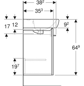 Тумба с раковиной Geberit Selnova Square 50х42 см ДСП светлый орех 502.753.00.1