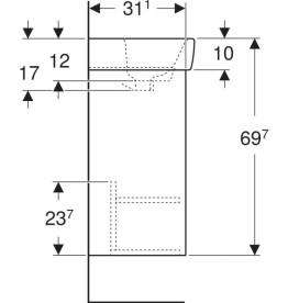 Тумба с раковиной Geberit Selnova Square 45х34 см ДСП лава матовая 504.131.JK.1