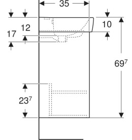 Тумба с раковиной Geberit Selnova Square 50х38 см ДСП зеленый шалфей матовый 504.132.IK.1