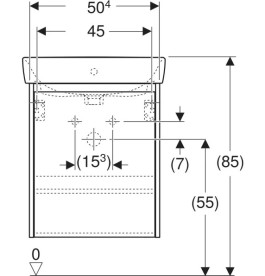 Тумба с раковиной Geberit Selnova Square 55х44 см ДСП белый глянцевый 504.133.01.1