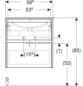 Тумба с раковиной Geberit Selnova Square slim rim 60х48 см ДСП белый глянцевый 504.138.01.1