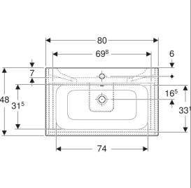 Тумба з раковиною Geberit Selnova Square slim rim 80х48 см ДСП білий глянцевий 504.139.01.1