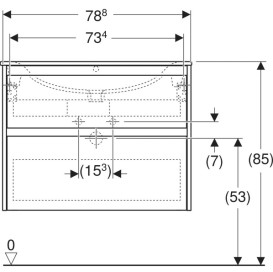 Тумба з раковиною Geberit Selnova Square slim rim 80х48 см ДСП білий глянцевий 504.139.01.1