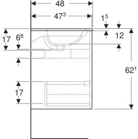 Тумба з раковиною Geberit Selnova Square slim rim 100х48 см ДСП горіх гікорі 504.140.JR.1