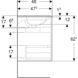 Тумба с раковиной Geberit Selnova Square slim rim 130х48 см ДСП белый глянцевый 504.141.01.1