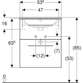 Тумба с раковиной Geberit Selnova Square slim rim 58,8х50,2 см ДСП темный орех 501.238.00.1
