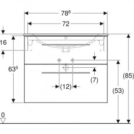 Тумба с раковиной Geberit Selnova Square slim rim 78,8х50,2 см ДСП лава 501.241.00.1