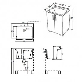 Тумба з раковиною Kerasan Comunita Aquadom 60х50 см світлий дуб 9166K0
