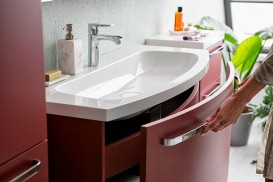 Тумба с раковиной Kolpa-san Adele OUA 90 91х50 см ДСП с 3D пленкой красный матовый 528660