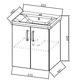 Тумба з раковиною Kolpa-san Evelin OUE 55 55.5х64.5 см ДСП сірий/антрацит 562030