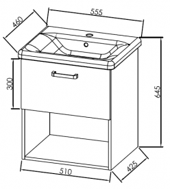 Тумба с раковиной Kolpa-san Evelin OUE 55 II 55.5х64.5 см ДСП серый/дуб 562070