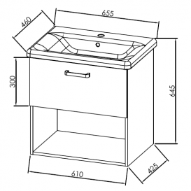 Тумба с раковиной Kolpa-san Evelin OUE 65 II  65.5х64.5 см ДСП белый 573860