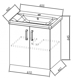 Тумба з раковиною Kolpa-san Evelin OUE 65 65.5х64.5 см ДСП сірий/антрацит 573810