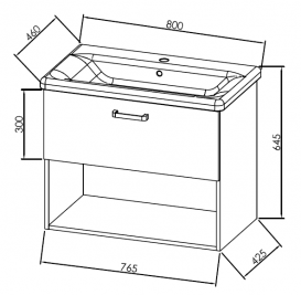 Тумба с раковиной Kolpa-san Evelin OUE 80 II 80х64.5 см ДСП белый 573890