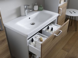 Тумба с раковиной Kolpa-san Evelin OUE 80 II 80х64.5 см ДСП серый/дуб 573910