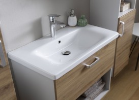 Тумба с раковиной Kolpa-san Evelin OUE 80 II 80х64.5 см ДСП серый/дуб 573910