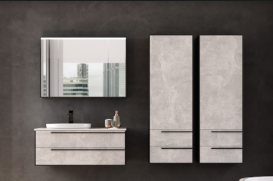 Тумба с раковиной Kolpa San Grace OUG 100 1000x520x444 мм ДСП/МДФ светлый бетон/черный матовый 546360