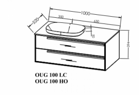 Тумба з раковиною Kolpa San Grace OUG 100 1000x520x444 мм ДСП/МДФ дуб галіфакс/чорний матовий 547360