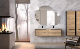 Тумба с раковиной Kolpa San Grace OUG 150 1500x520x444 мм ДСП/МДФ дуб галифакс/черный матовый 547370