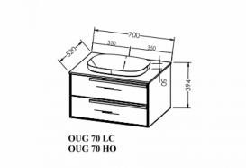 Тумба с раковиной Kolpa San Grace OUG 70 700x520x444 мм ДСП/МДФ дуб галифакс/черный матовый 546350