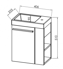 Тумба с раковиной Kolpa-san Kiki OUK 40 L 40.6х51см левая ДСП темный дуб 529140