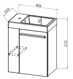 Тумба з раковиною Kolpa-san Kiki OUK 40 D 40.6х51 см права ДСП темний дуб 529150