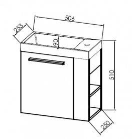 Тумба с раковиной Kolpa-san Kiki OUK 50 L 50.6х51 см левая ДСП темный дуб 582870