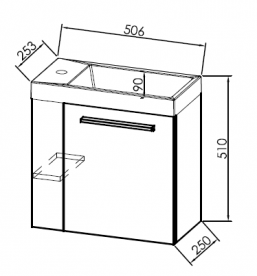 Тумба с раковиной Kolpa-san Kiki OUK 50 D 50.6х51 см правая ДСП темный дуб 538830