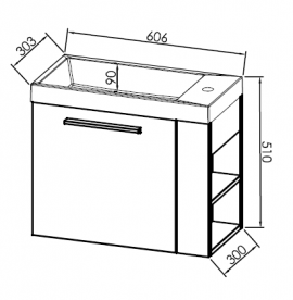 Тумба с раковиной Kolpa-san Kiki OUK 60 L 60.6х51 см левая ДСП темный дуб 561200