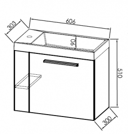 Тумба з раковиною Kolpa-san Kiki OUK 60 D 60.6х51 см права ДСП білий 561190