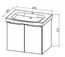Тумба с раковиной Kolpa-san Lana OUL 65 65х57 см ДСП светлая акация 529010