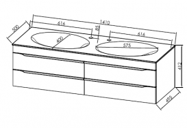 Тумба с раковиной Kolpa-san Malaya OUM 140 МДФ с 3D пленкой темно-серый 573660
