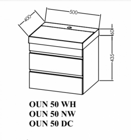 Тумба із раковиною Kolpa San Naomi OUN 50 500x400x495 мм МДФ/ДСП темний бетон 546580