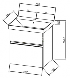Тумба з раковиною Kolpa-san Oxana OUO 60 WH підвісна білий 507161