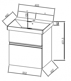 Тумба з раковиною Kolpa-san Oxana OUO 60 60.5х65.15 см ДСП з ПВХ-плівкою світла акація 507170