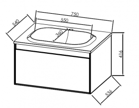 Тумба з раковиною Kolpa-san Pandora OUP 75 75х41.6 см ДСП білий 514150