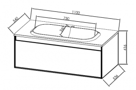 Тумба с раковиной Kolpa-san Pandora OUP 110 110х41.6 см ДСП натуральный 514190