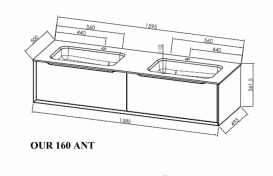 Тумба с раковиной Kolpa San Ramona OUR 160 1595x500x361.5 мм МДФ антрацит 538820