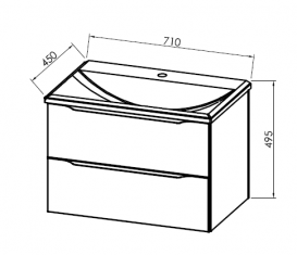 Тумба с раковиной Kolpa-san Tara OUT 70 71х49.5см ДСП с 3D пленкой темный дуб 528360