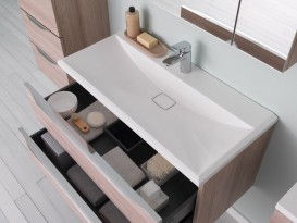 Тумба с раковиной Kolpa-san Tara OUT 90 91х49.5см ДСП с 3D пленкой сатин дуб 510720