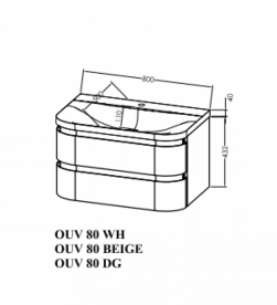 Тумба с раковиной Kolpa San Vittoria OUV 80 800x500x472 мм МДФ белый 547020