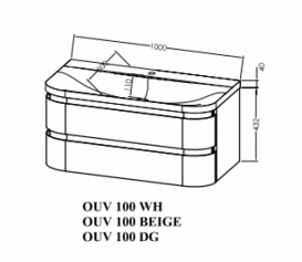 Тумба з раковиною Kolpa San Vittoria OUV 100 1000x500x472 мм МДФ бежевий 546200