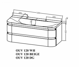 Тумба с раковиной Kolpa San Vittoria OUV 120 1200x500x472 мм МДФ бежевый 547060