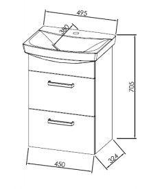 Тумба з раковиною Kolpa-san Viva OUV 50 49.5х70.5 см ДСП білий 505290
