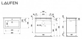 Тумба с раковиной Laufen Kartell 80х50х72,6 см МДФ темно-серый H8603356421041