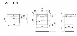 Тумба с раковиной Laufen Palace 60х45х54,5 см МДФ темно-коричневый вяз ручка черный алюминий H8617022631041
