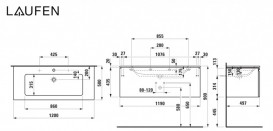 Тумба с раковиной Laufen Pro S 120х50х45,5 см МДФ графит H8609684801041